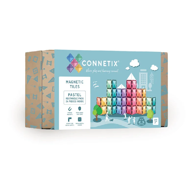 Magnetic sheet for business signage-Connetix - 24 Piece Pastel Rectangle Pack