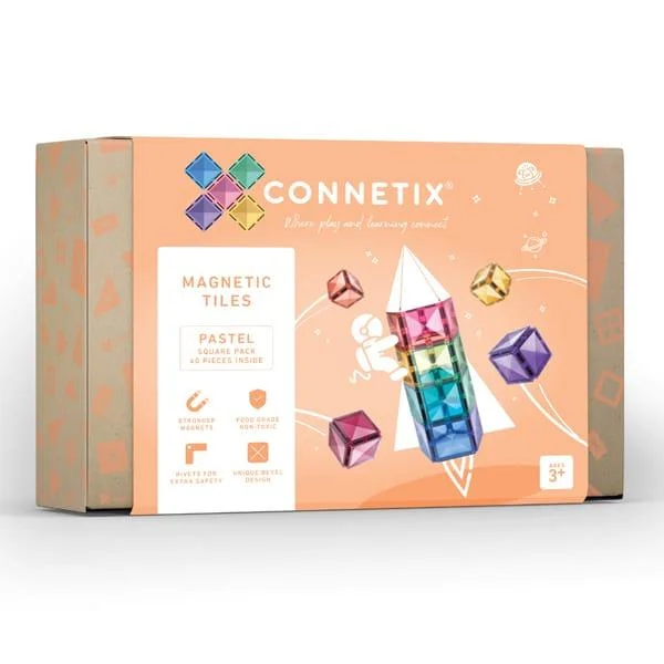 Flexible magnetic sheet for scrapbooking-Connetix - 40 Piece Pastel Square Pack