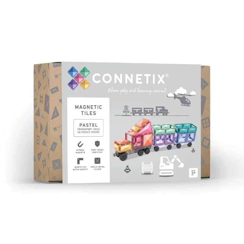 Magnetic sheet for making promotional products-Connetix - 50 Piece Pastel Transport Pack