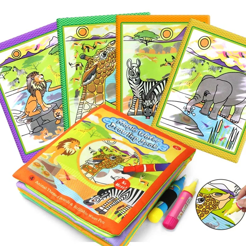 Interactive Books for porch play-Coolplay  Magic Water Drawing Book Coloring Book Painting Board Doodle Book in Drawing Toys Educational Toys for Kids Xmas Gifts