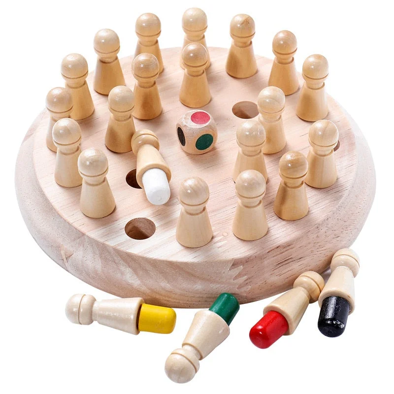 Wooden Puzzle for home play-Kids Wooden Memory Match Stick Chess Game Fun Block Board Game Educational Color Cognitive Ability Toy For Children