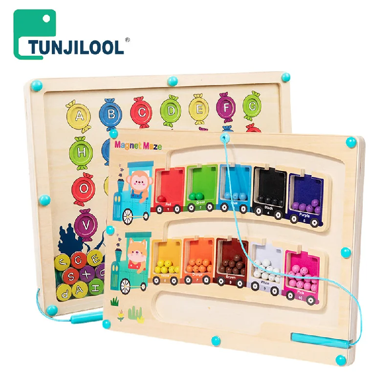 Digital Plaything for app-based play-TUNJILOOL Magnetic Color and Number Maze Travel Toy for Kids 3-5 Years Old Montessori Toy Counting Matching Game Sorting and Educational Toddler Alphabet Board