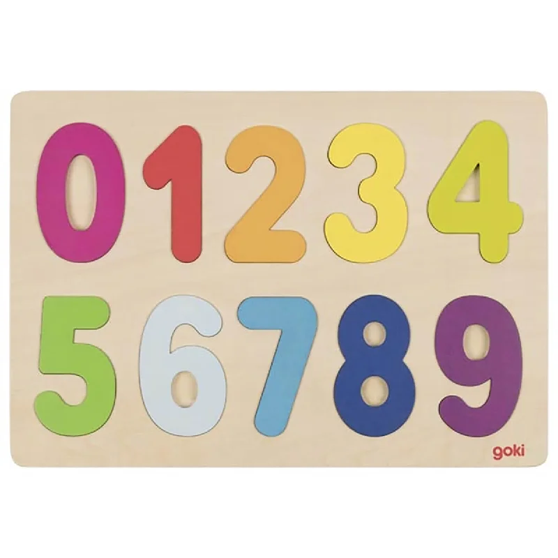 Digital Plaything for virtual adventures-Wooden 0-9 Number Puzzle by Goki