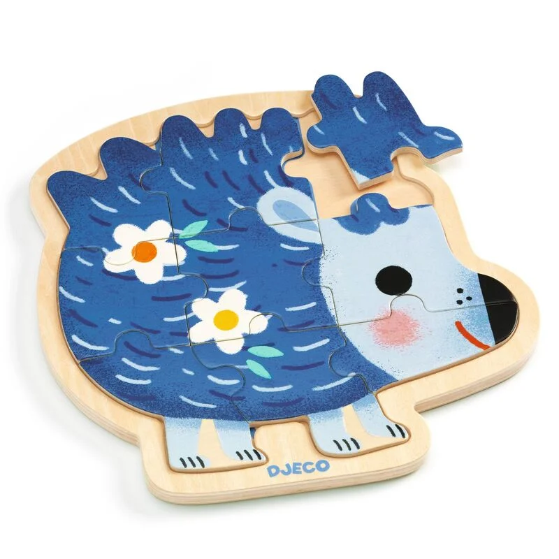 Wooden Puzzle for flight fun-9 Piece Hedgehog Wooden Jigsaw Puzzle