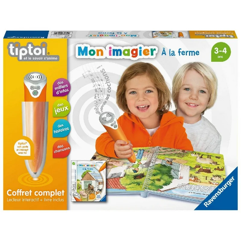 Interactive Books for reading games-Children's interactive book Ravensburger Complete interactive reader box + Book Imagier At the farm Tiptoi (FR)